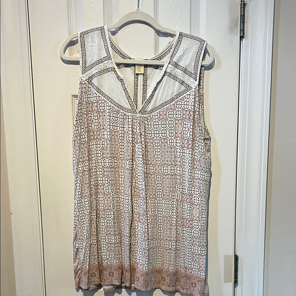 Cynthia Rowley Geometric Tank Top - White and Tan